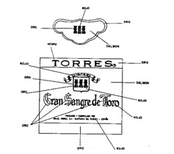 Mẫu nhãn hiệu TORRES Gran Sangre de Toro