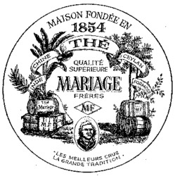 Mẫu nhãn hiệu MAISON FONDÉE EN 1854 INDE CHINE CEYLAN FORMOSE THÉ QUALITÉ SUPÉRIEURE MARIAGE FRÈRES MF FORMOSE LES MEILLEURS CRUS LA GRANDE TRADITION