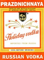 Mẫu nhãn hiệu PRAZDNICHNAYA Holiday voldka RUSSIAN VODKA