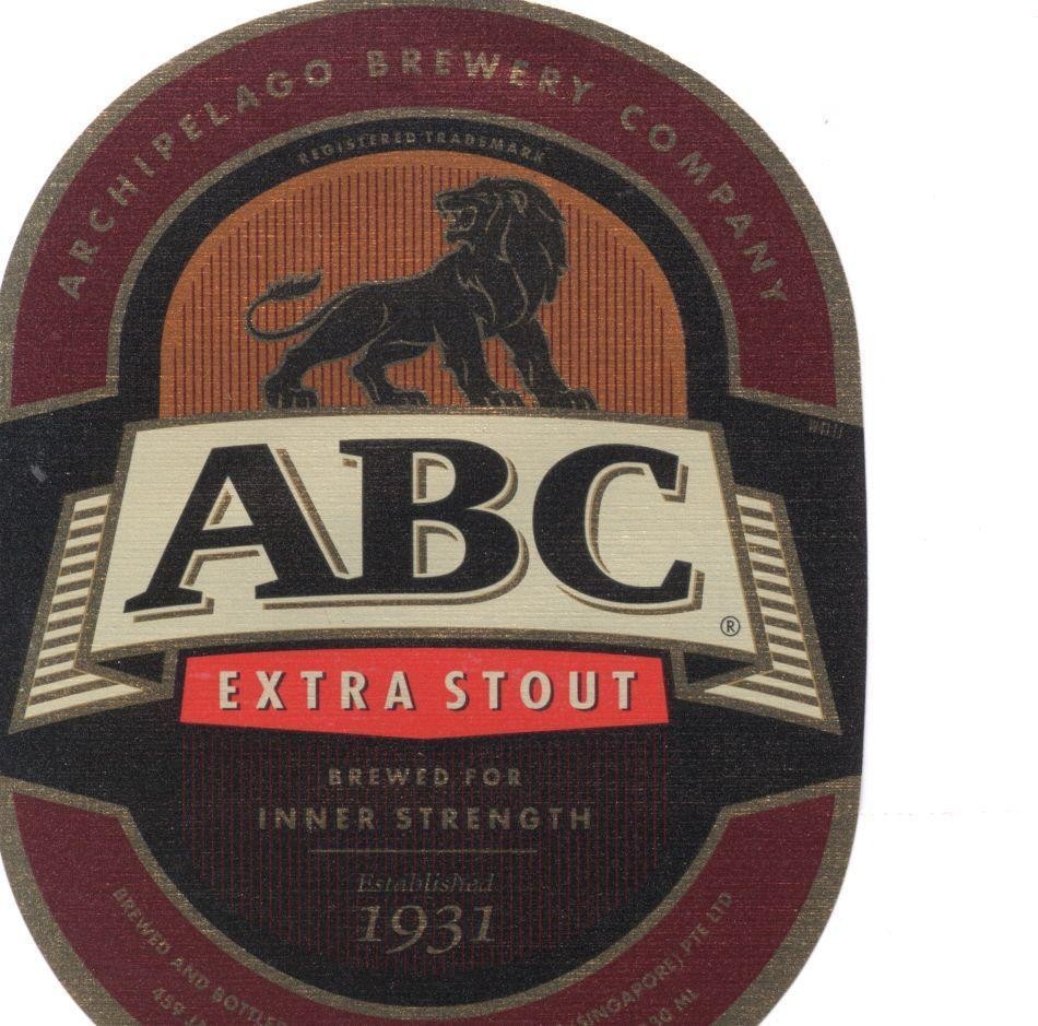 Mẫu nhãn hiệu ABC ARCHIPELAGO BREWERY COMPANY BREWED AND BOTLED BY ASIA EXTRA STOUT