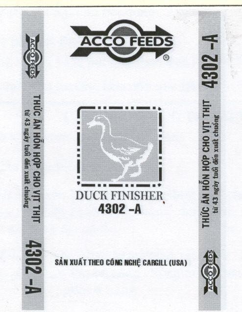 Mẫu nhãn hiệu CARGILL A ACCO FEEDS DUCK FINISHER 4302-A