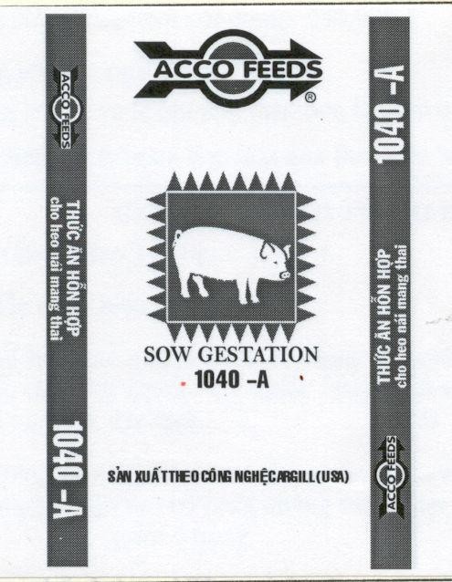 Mẫu nhãn hiệu CARGILL A ACCO FEEDS SOW GESTATION