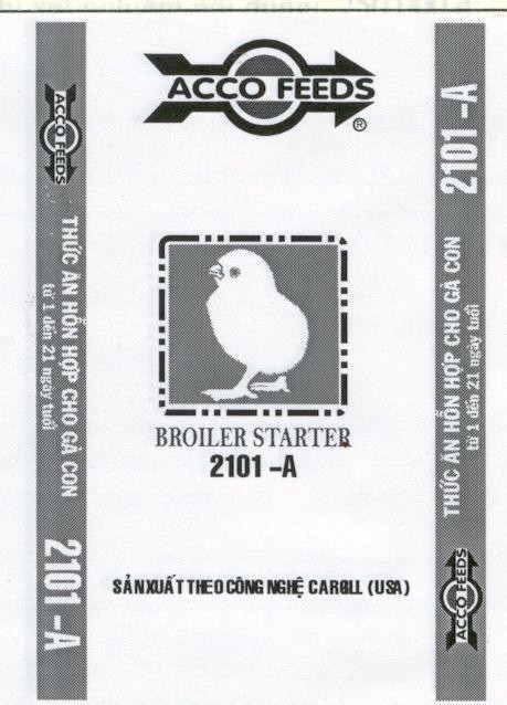 Mẫu nhãn hiệu CARGILL A ACCO FEEDS BROILER STARTER 2101-A