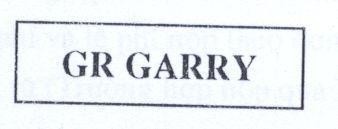 Mẫu nhãn hiệu GR GARRY