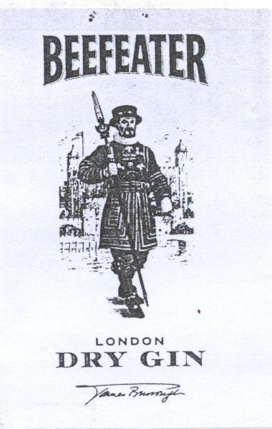 Mẫu nhãn hiệu BEEFEATER LONDON DRY GIN JAMES BURROUGH
