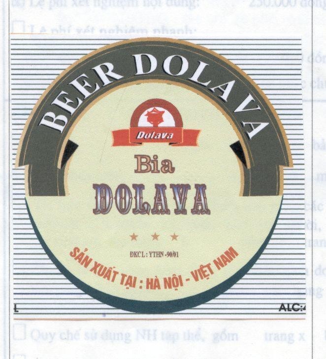 Mẫu nhãn hiệu BEER DOLAVA