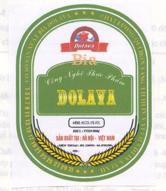 Mẫu nhãn hiệu BIA DOLAVA