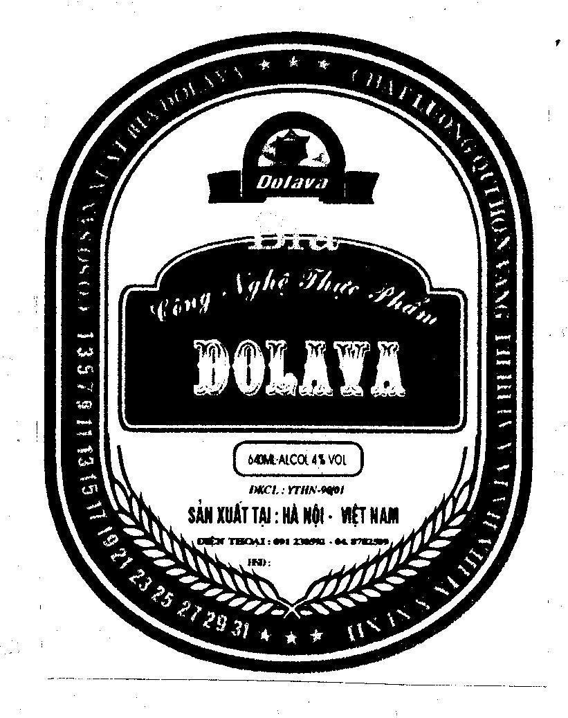 Mẫu nhãn hiệu BIA DOLAVA