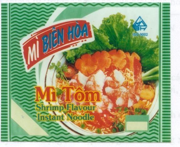 Mẫu nhãn hiệu Mì BIÊN HOà TOM SHIRMP FLAVOUR INSTANT NOODLE