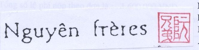 Mẫu nhãn hiệu NGUYEN FRERES