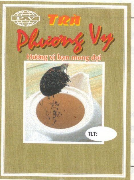 Mẫu nhãn hiệu Trà Phương Vy HUONG VI BAN MONG DOI P.V