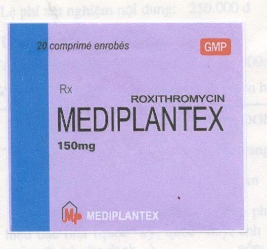 Mẫu nhãn hiệu ROXITHROMYCIN MEDIPLANTEX MP MEDIPLANTEX GMP 150mg