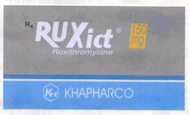 Mẫu nhãn hiệu RUXICT KH KHAPHARCO ROXITHROMYCINE 150MG RX