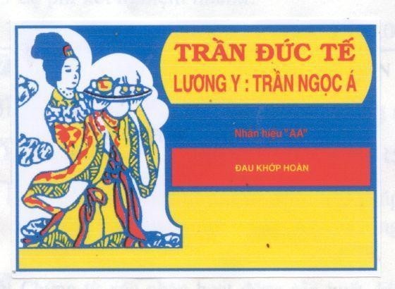 Mẫu nhãn hiệu Trần Đức Tế Lương Y:Trần Ngọc á NHAN HIEU "AA" DAU KHOP HOAN