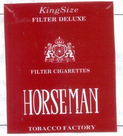 Mẫu nhãn hiệu HORSEMAN KING SIZE FILTER DELUXE FILTER CIGARETTES TOBACCO FACTORY