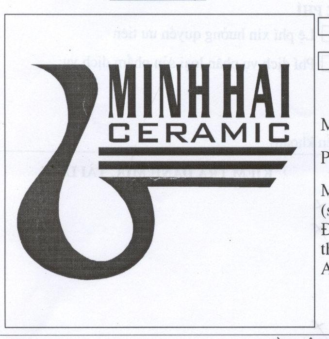 Mẫu nhãn hiệu Minh Hải CERAMIC