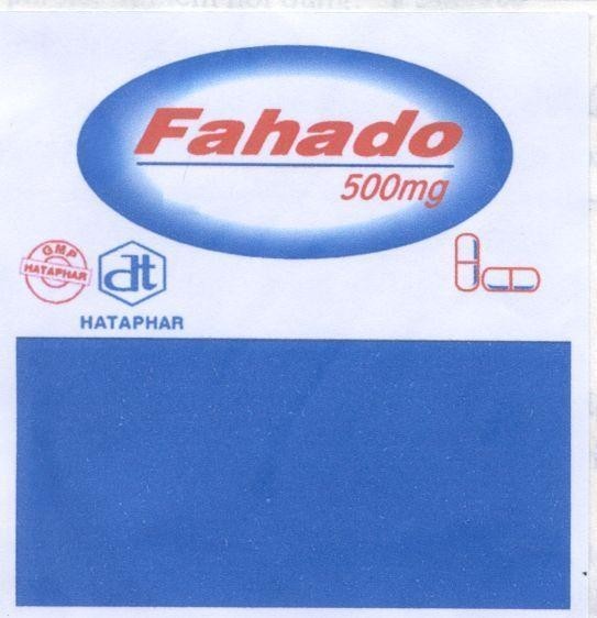 Mẫu nhãn hiệu FAHADO 500MG HATAPHAR DT GMP