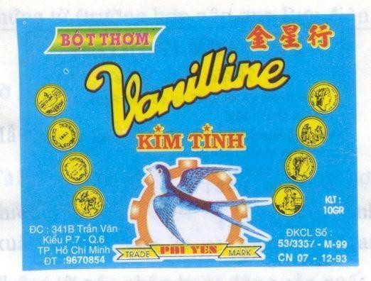 Mẫu nhãn hiệu Bột Thơm KIM TINH PHI YEN VANILLINE CHIN SIN HANG KIM TING HANG TRADE MARK