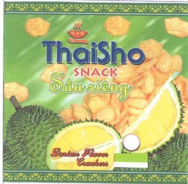 Mẫu nhãn hiệu VI HUONG THAISHO SNACK SAU RIENG DURIAN FLAVOR CRACKERS