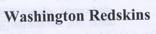 Mẫu nhãn hiệu WASHINGTON REDSKINS