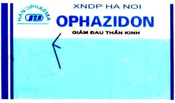 Mẫu nhãn hiệu OPHAZIDON PMHN PM HN PA HANOI PHARMA GIảM ĐAU THầN KINH XNDP HA NOI