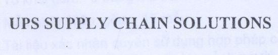 Mẫu nhãn hiệu UPS SUPPLY CHAIN SOLUTIONS