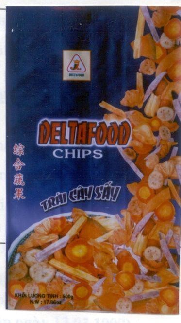 Mẫu nhãn hiệu DELTAFOOD CHIPS Trái Cây Sấy JAK DELTAFOOD CHUNG HO SHU KUO RAU QUA TONG HOP