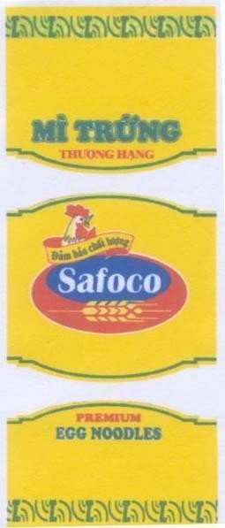 Mẫu nhãn hiệu SAFOCO PREMIUM EGG NOODLES Mì Trứng Thượng Hạng Đảm Bảo Chất Lượng