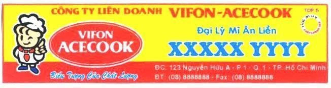 Mẫu nhãn hiệu VIFON ACECOOK Đại Lý Mì Ăn Liền XXXXX YYYY