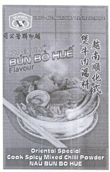 Mẫu nhãn hiệu VIANCO VA BộT GIA Vị NấU BúN Bò HUế FLAVOUR