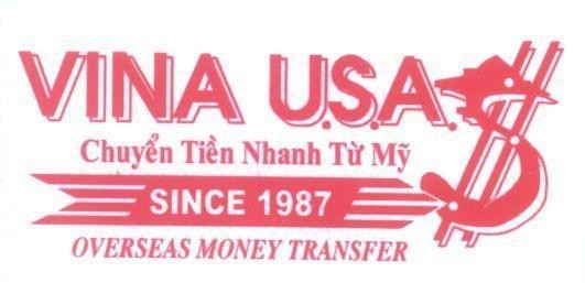 Mẫu nhãn hiệu VINA USA Chuyển Tiền Nhanh Từ Mỹ SINCE 1987 OVERSEAS MONEY TRANSFER
