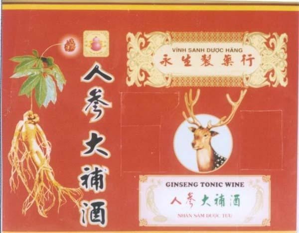 Mẫu nhãn hiệu Vĩnh Sanh Dược Hãng GINSENG TONIC WINE