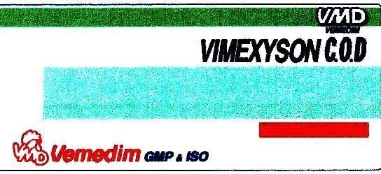 Mẫu nhãn hiệu VIMEXYSON C.O.D VMD VEMEDIM GMP & ISO