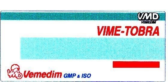 Mẫu nhãn hiệu VIME-TOBRA VMD VEMEDIM GMP & ISO