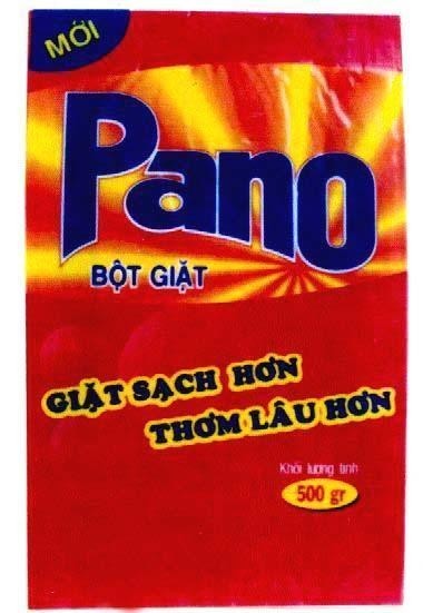 Mẫu nhãn hiệu PANO Bột giặt giặt sạch hơn thơm lâu hơn