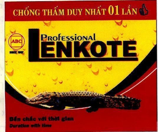 Mẫu nhãn hiệu LENKOTE PROFESSIONAL ABC Chống Thấm Duy Nhất 01 Lần