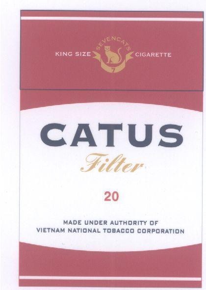 Mẫu nhãn hiệu CATUS SEVENCATS KING SIZE CIGARETTE FILTER MADE UNDER AUTHORITY OF VIETNAM NATIONAL TOBACCO CORPARATION