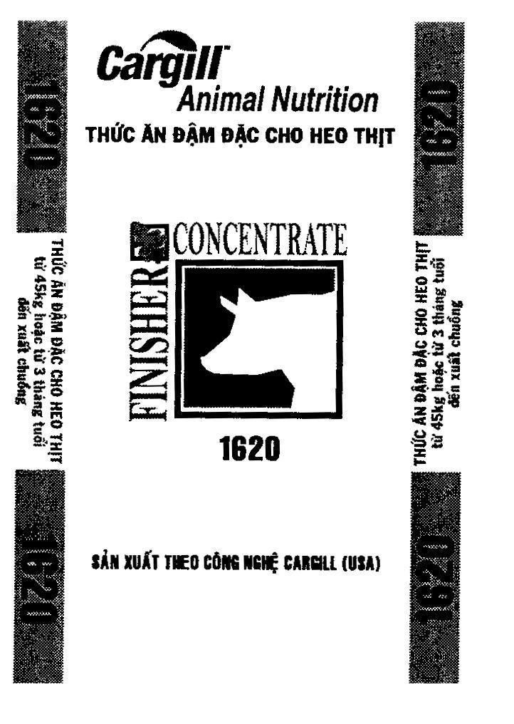 Mẫu nhãn hiệu CARGILL CONCENTRATE FINISHER 1620 Thức ăn Đậm Đặc Cho Heo Thịt