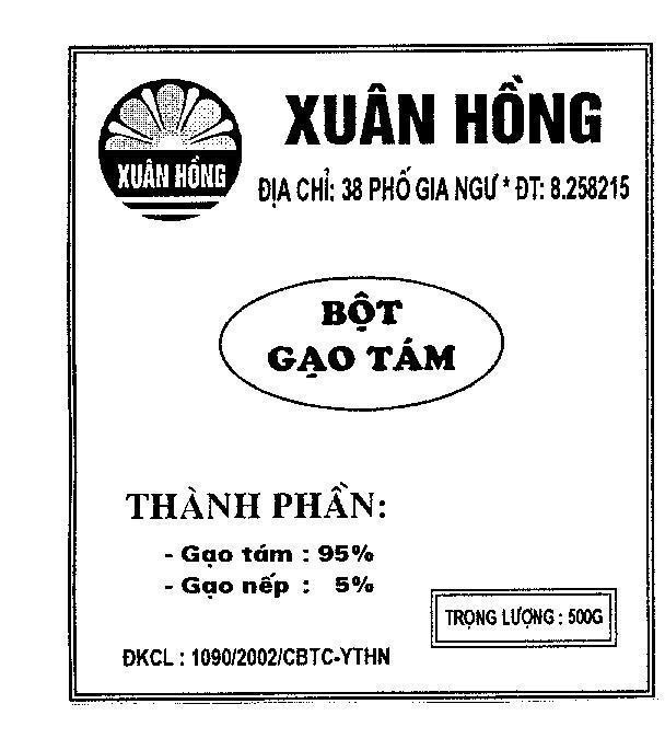 Mẫu nhãn hiệu Xuân Hồng bột gạo tám