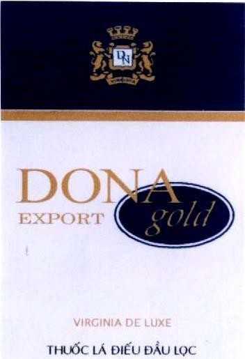 Mẫu nhãn hiệu DN DONA VIRGINIA DE LUXE EXPORT GOLD THUốC Lá ĐIếU ĐầU LọC