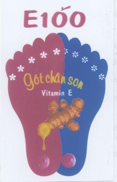 Mẫu nhãn hiệu E100 GóT CHÂN SON VITAMIN E