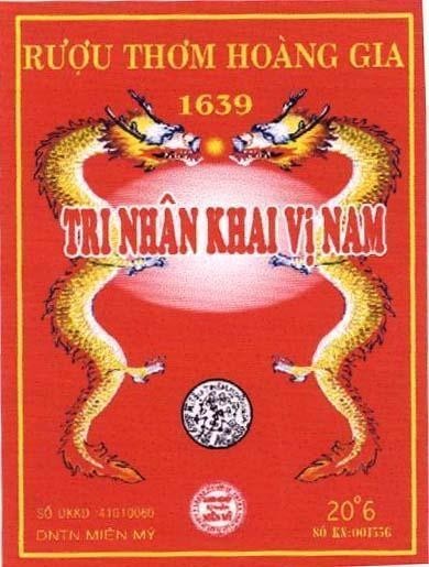 Mẫu nhãn hiệu Hoàng Gia Tri Nhân Khai Vị Nam Rượu thơm 1639