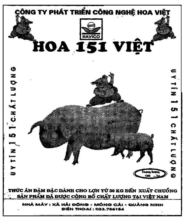 Mẫu nhãn hiệu HAVICO HOA VIệT CÔNG TY PHáT TRIểN CÔNG NGHệ HOA 151 VIệT