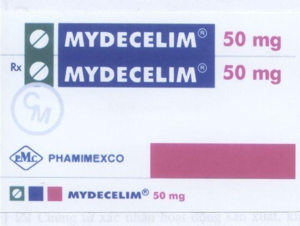 Mẫu nhãn hiệu MYDECELIM PMC PHAMIMEXCO 50MG