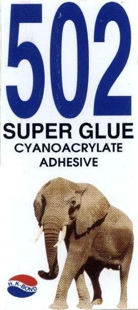 Mẫu nhãn hiệu 502 SUPER GLUE CYANOACRYLATE ADHESIVE H.K.BOND