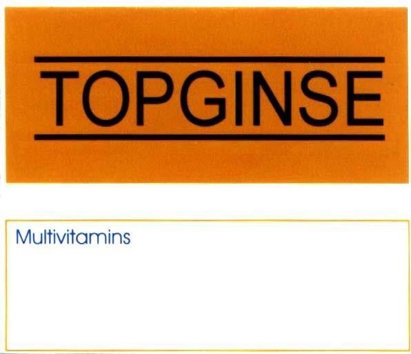 Mẫu nhãn hiệu TOPGINSE MULTIVITAMINS