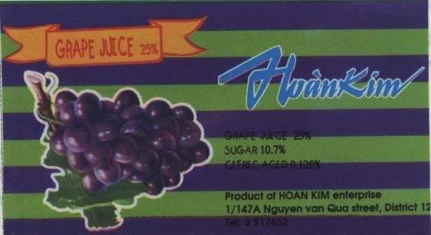 Mẫu nhãn hiệu HOàN KIM GRAPE JUICE