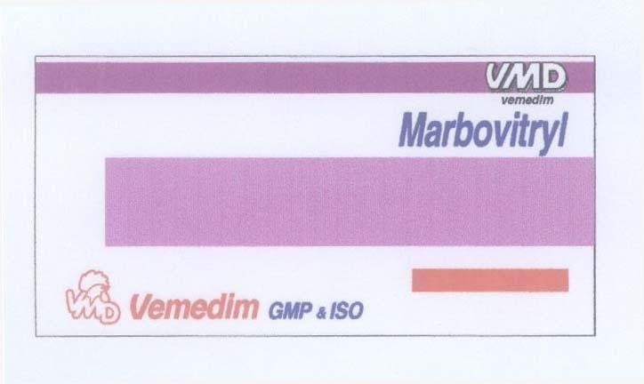 Mẫu nhãn hiệu VMD MARBOVITRYL VMD VEMEDIM GMP & ISO