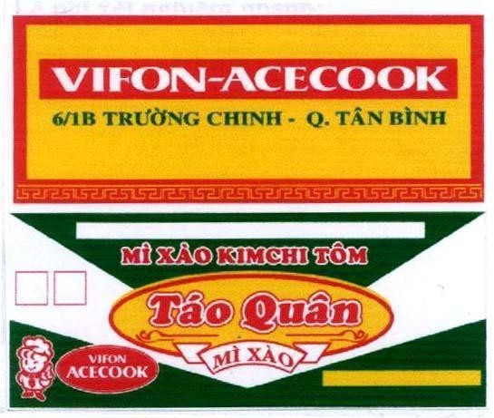Mẫu nhãn hiệu VIFON-ACECOOK Táo Quân Mì Xào Kimchi Tôm Mì Xào