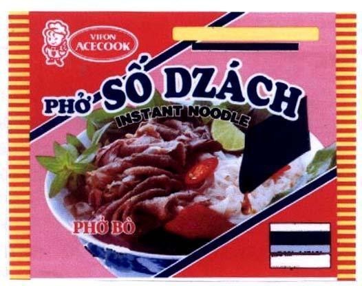 Mẫu nhãn hiệu VIFON ACECOOK Số Dzách Phở Bò Phở